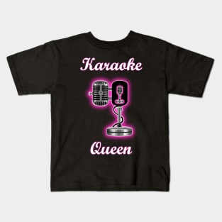 Karaoke Queen Pink Glowing Microphone Kids T-Shirt